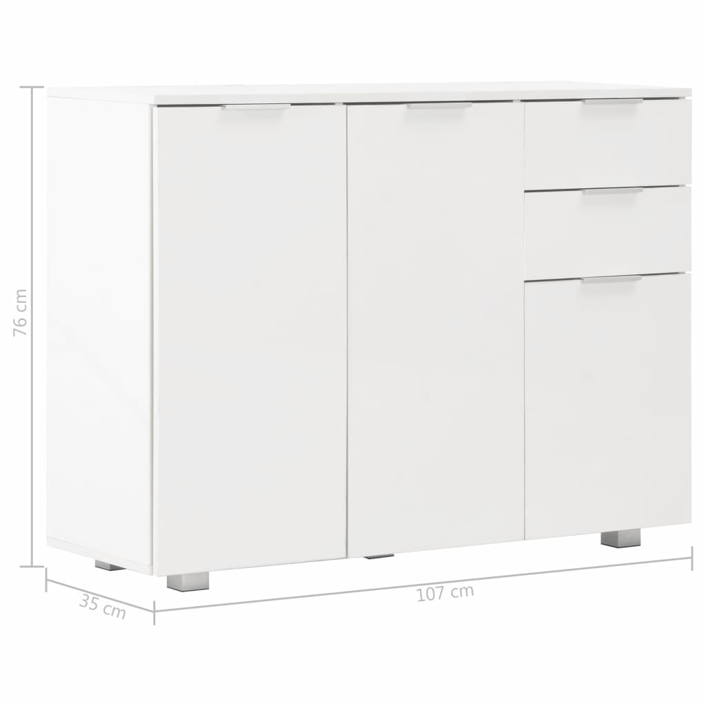 Sideboard High Gloss White 107x35x76 Cm 13 Sideboard High Gloss White 107x35x76 cm